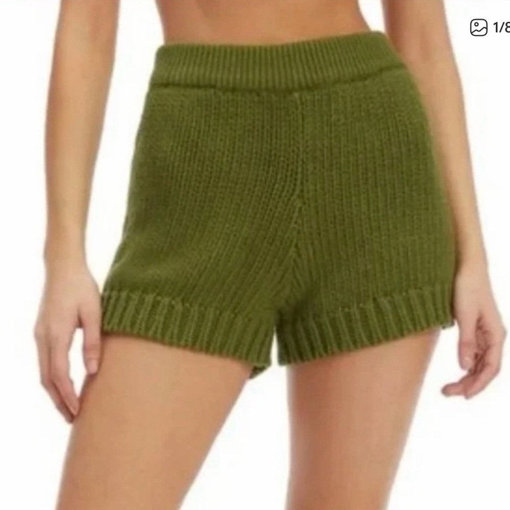 Good American High Waist Green Knit Shorts